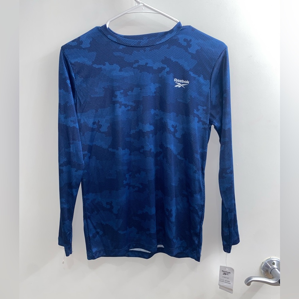 Reebok Blue Camo Long Sleeve Top Size M 10-12